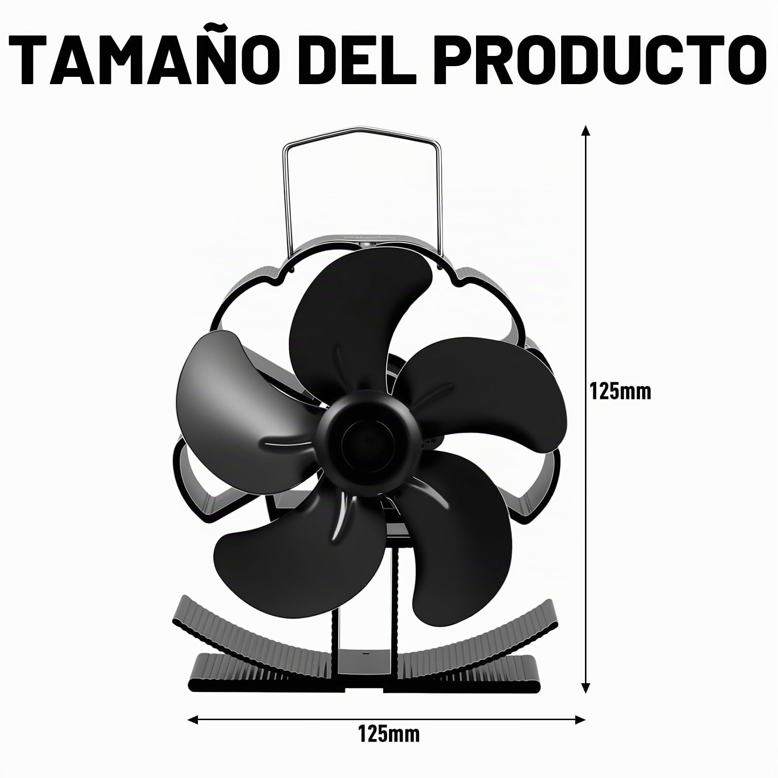 LURICO Ventilador de Chimenea sin electricidad, 5 Aspas Ventilador de Estufa, Ventilador de Estufa de Lena Silencioso para Estufas de Leña de Leña, Leña, Chimenea, Estufa (Negro)