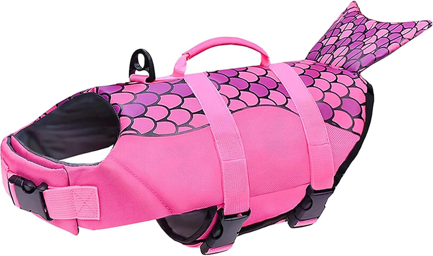 Mermaid - Pink Dog Life Jacket, X-Large, Oxford Cloth, Reflective, Waterproof, Medium Dog, All Seasons, Outdoor