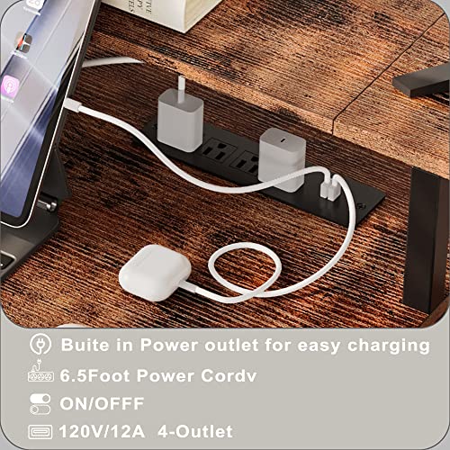 Ironck L Shaped Computer Desk, 66" Corner Desk With Power Outlet, File Drawer, Keyboard Tray, Riser Monitor Shelf And Storage Bag, Study Writing Table Workstation For Home Office, Vintage Brown #TOP4