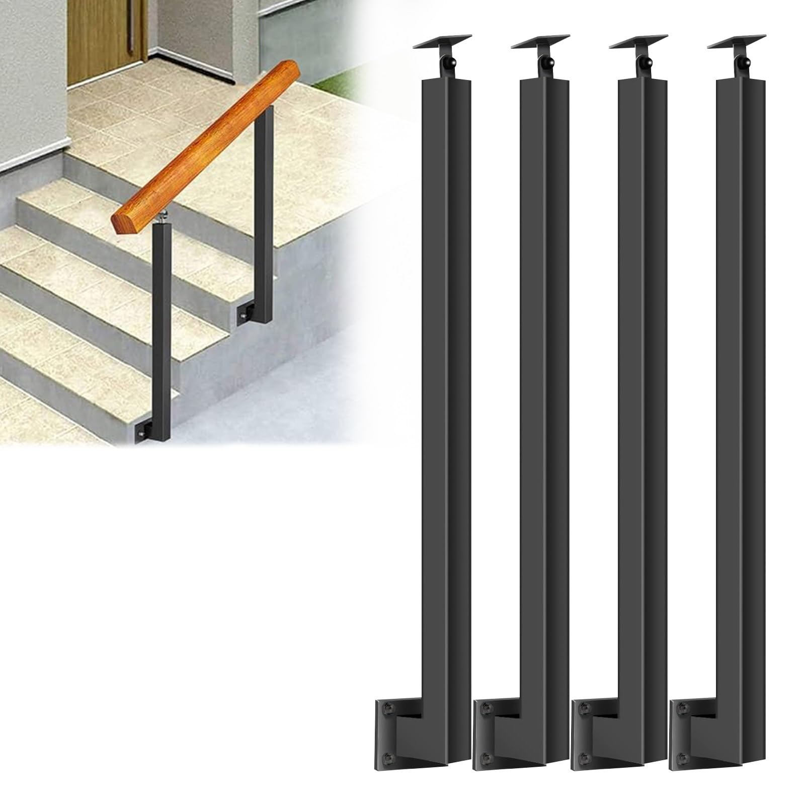 Balustres d'escalier en métal rigide design minimaliste noir mat pour villa