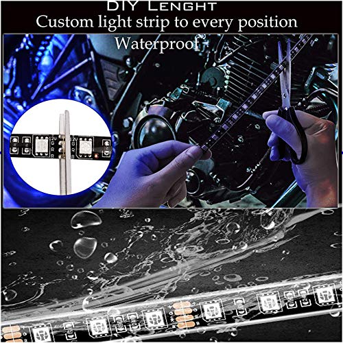NBWDY 12Pcs Motorcycle LED Light Kit Strips Multi-Color Accent Glow Neon Ground Effect Atmosphere Lights Lamp with LED Music Bluetooth & IR RGB Controller for motorcycle,ATV,golf Car (Pack of 12) - Thumbnail 5