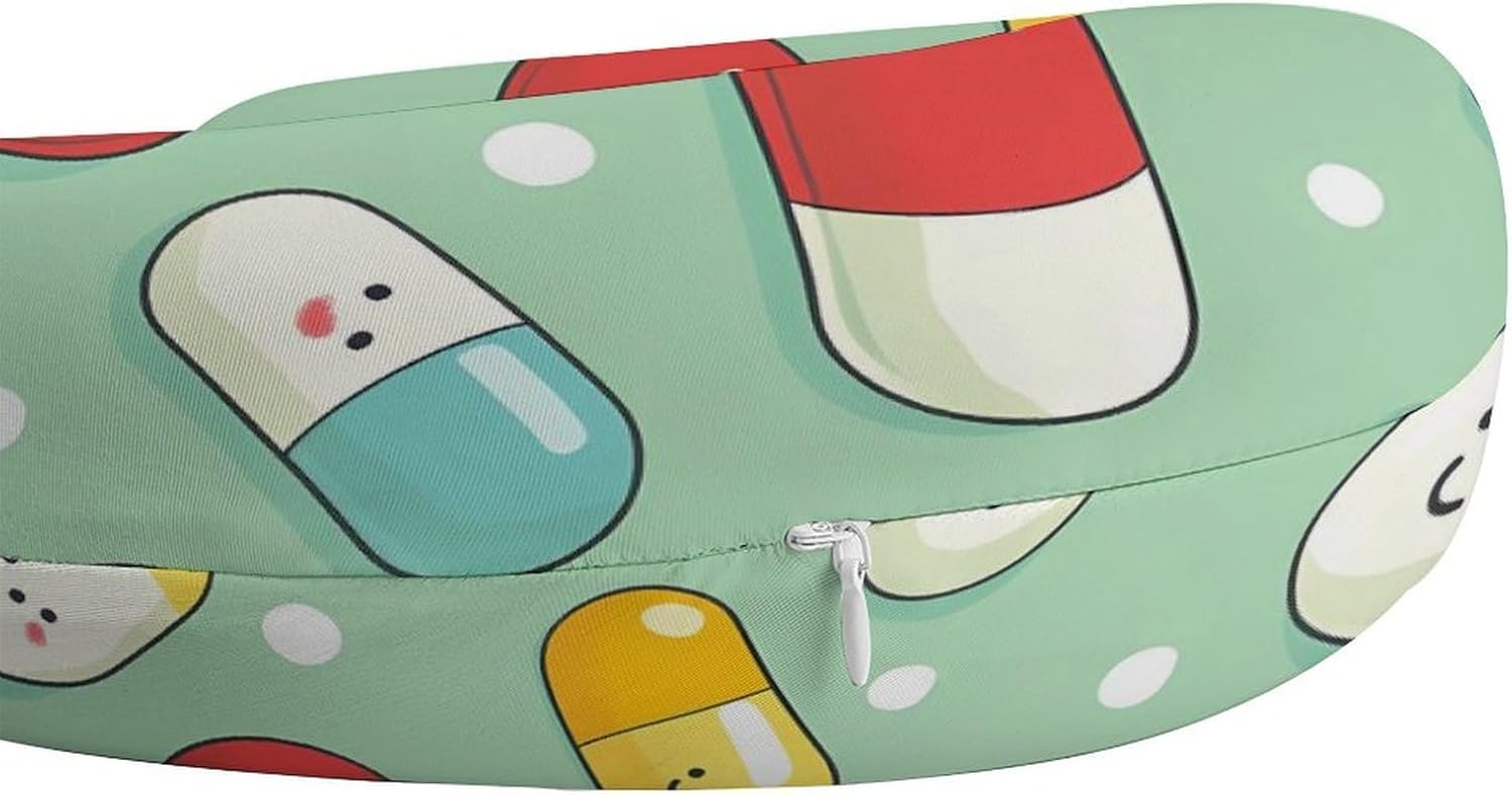 Pill Capsules Pattern Memory Foam Pillows U Shaped Travel Neck Pillow