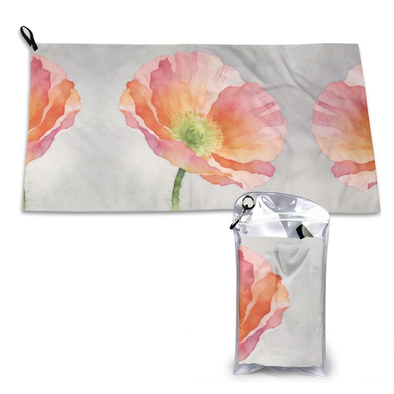 DUYKIMQW Watercolor Pink Poppy Print Quick Dry Towel 16x31.5in White