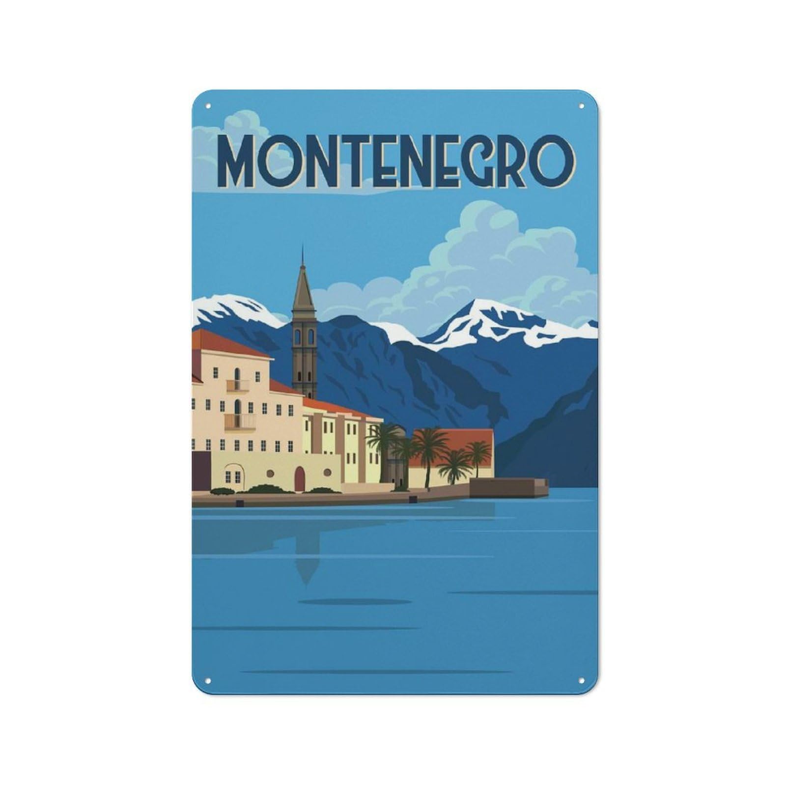 Rustic Montenegro Travel (2) Rustic Tin Sign 30x20cm, Porch Wall Decor for Greenhouse, Garden Room, Cafe Or Entryway