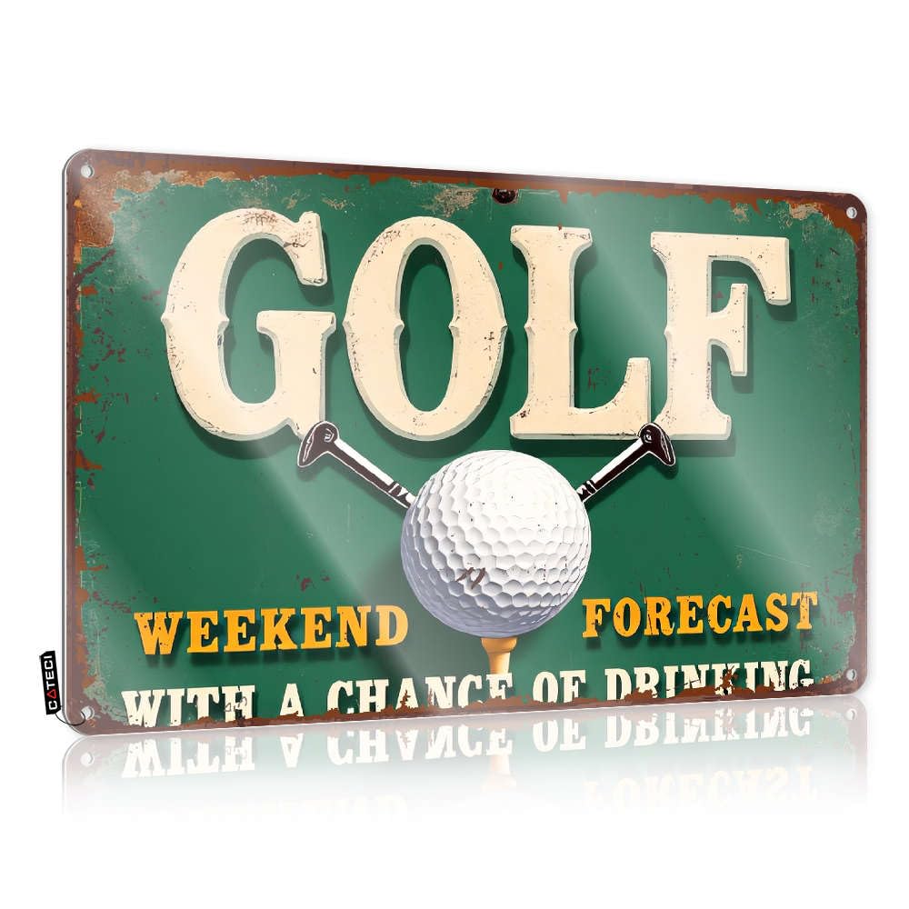 Tin Wall Decor Indie Artwork Gift For Gamer Golf Weekend Forecast With A Chance Of Drinking. - Vintage Wall Decor For Kitchen Bar(30X40CM)