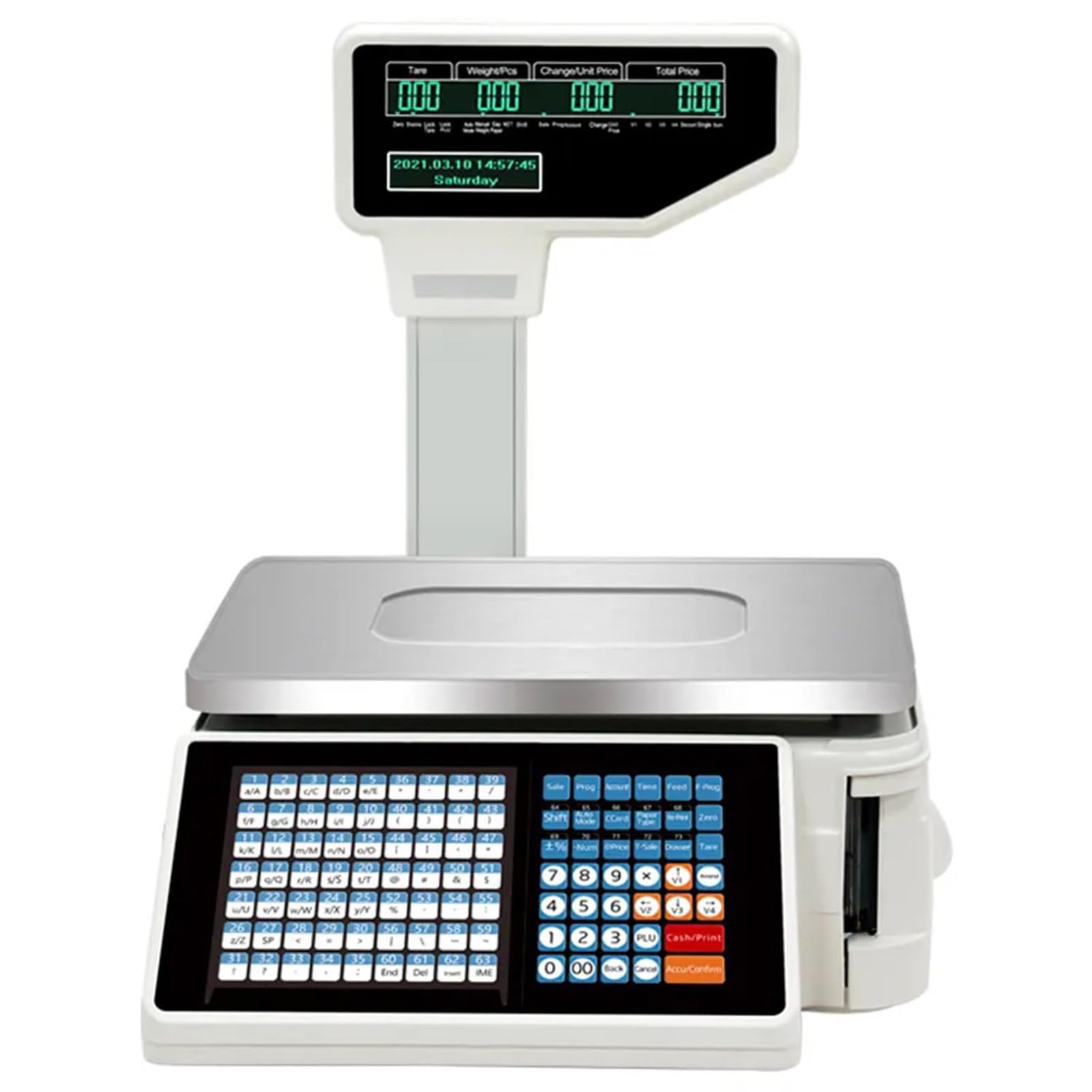 Bilancia Con Stampa Di Etichette E Scontrini Commerciale Digitale Con Codice A Barre Con Doppio Display Per Grande Negozi Di Alimentari Al Dettaglio,Supermercato,Capacità 30 Kg(A)