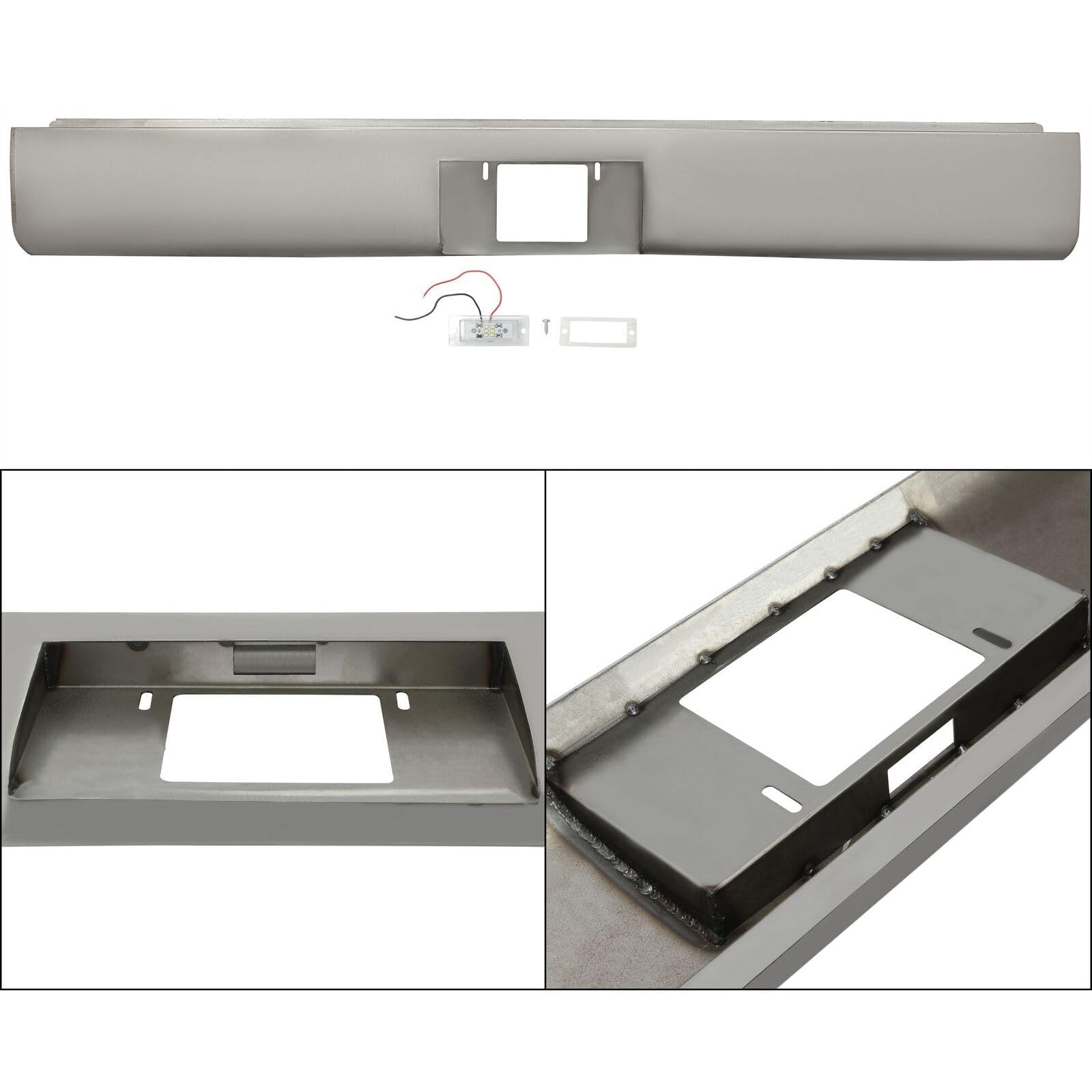 TXRRZMI Steel Rear Bumper Roll Pan w/License Plate /150/250 for Dodge for D100 1975-1980 1984-1989 & Pickup 1972-1974 for D150 1977-1993 Bare-Metal HLA10021 Easy to install