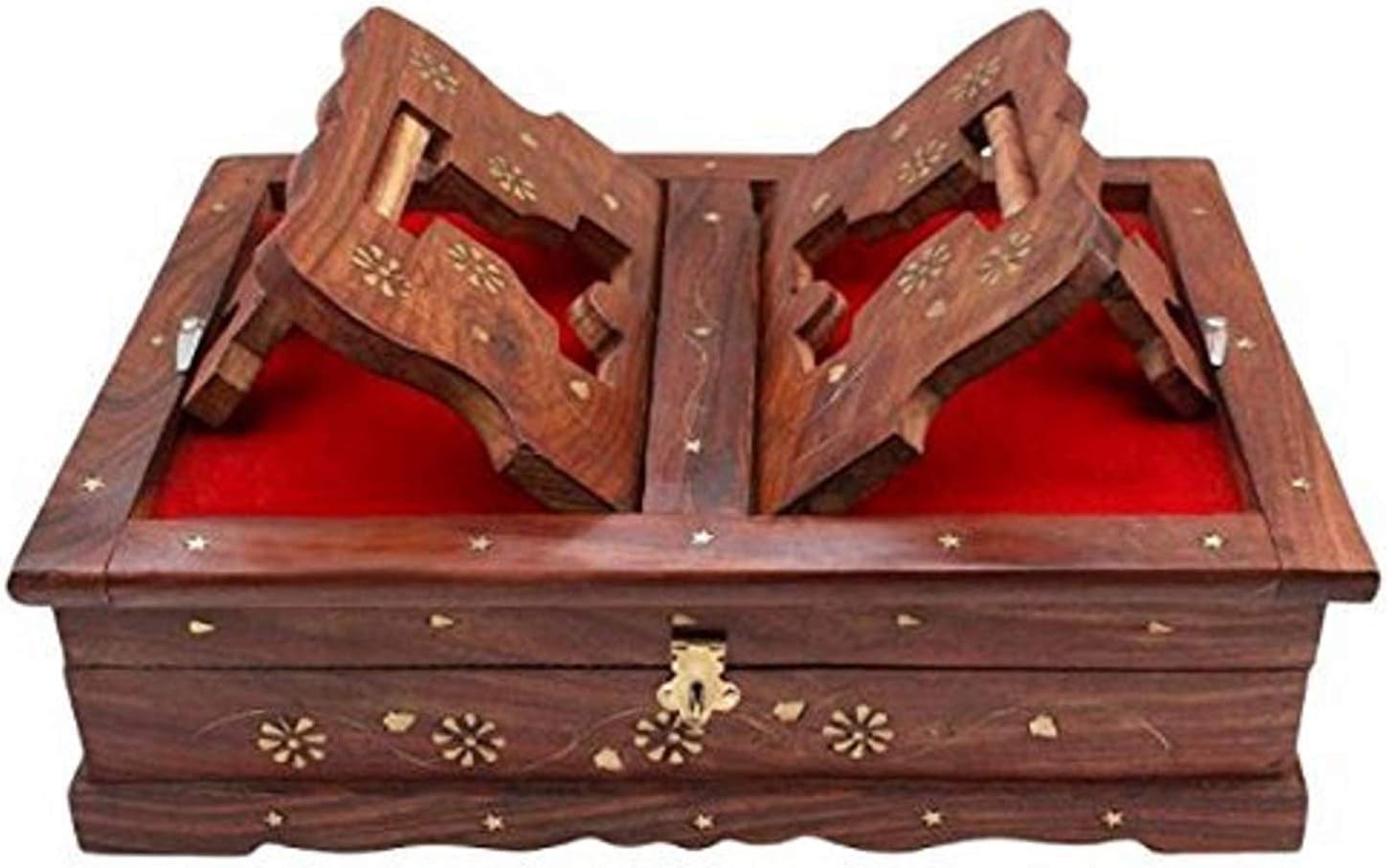 SZHC ® Rectangular Decorative Rehal Holy Book Box (Brown, 14 x 10 Inches)