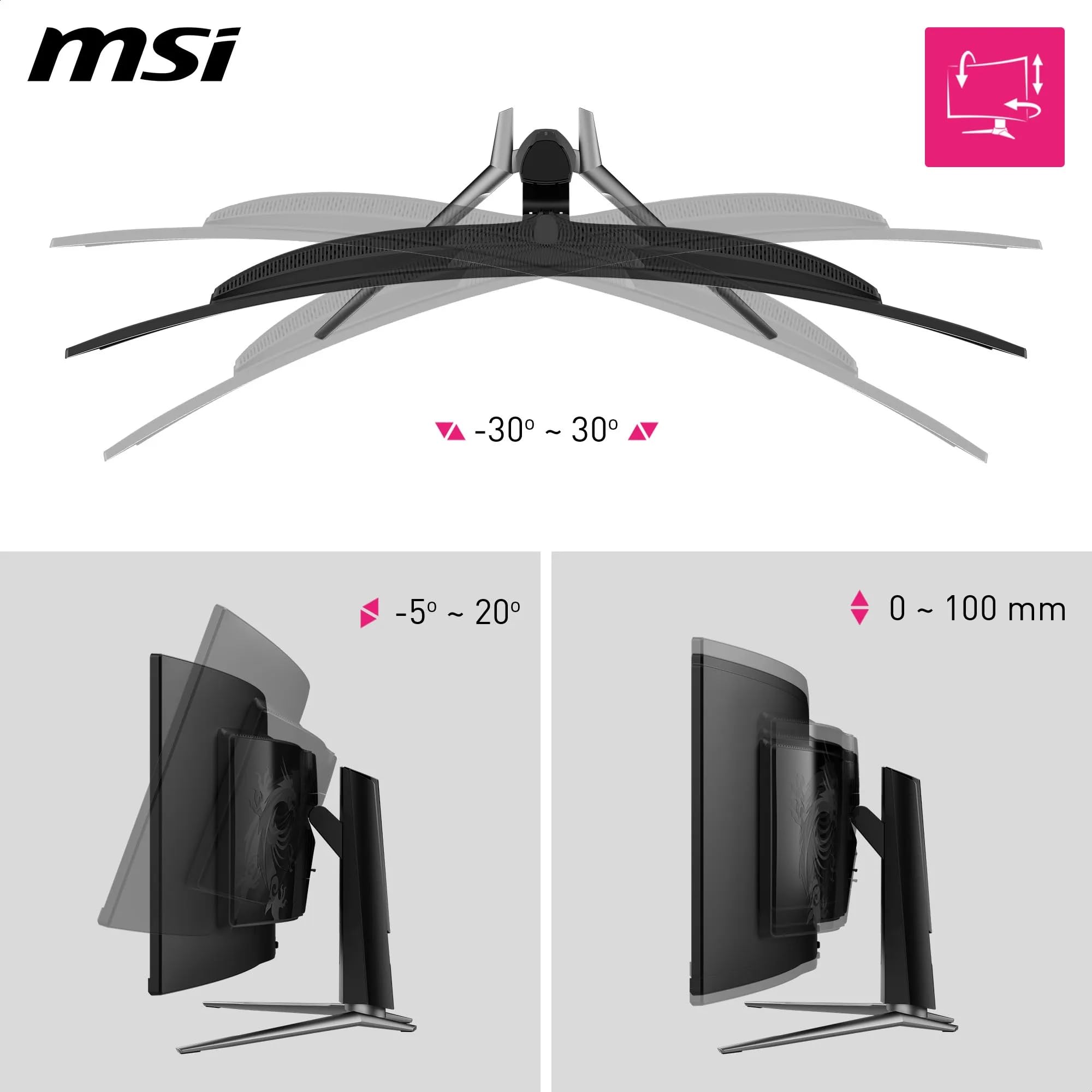 MSI MPG 491CQPX QD-OLED Écran Gaming incurvé 49" DQHD | Dalle QD-OLED 5120x1440, 240Hz, 0,03ms, courbure 1800R, compatible VESA, HDMI, DisplayPort, USB-C, Adaptive-Sync
