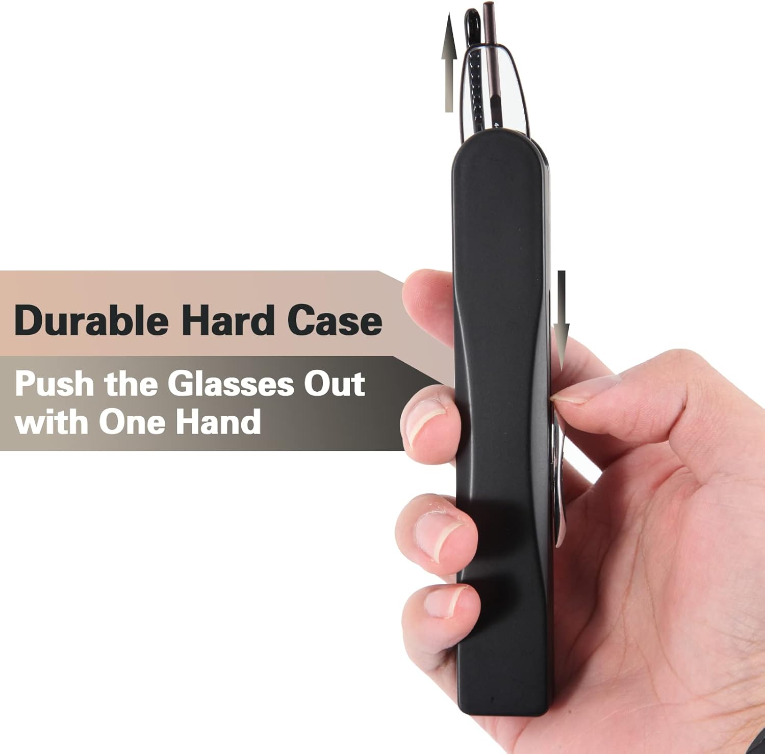 I-Mag Mini Metal Spring Hinge Slim Reading Glasses with Hard Case Black 1.00