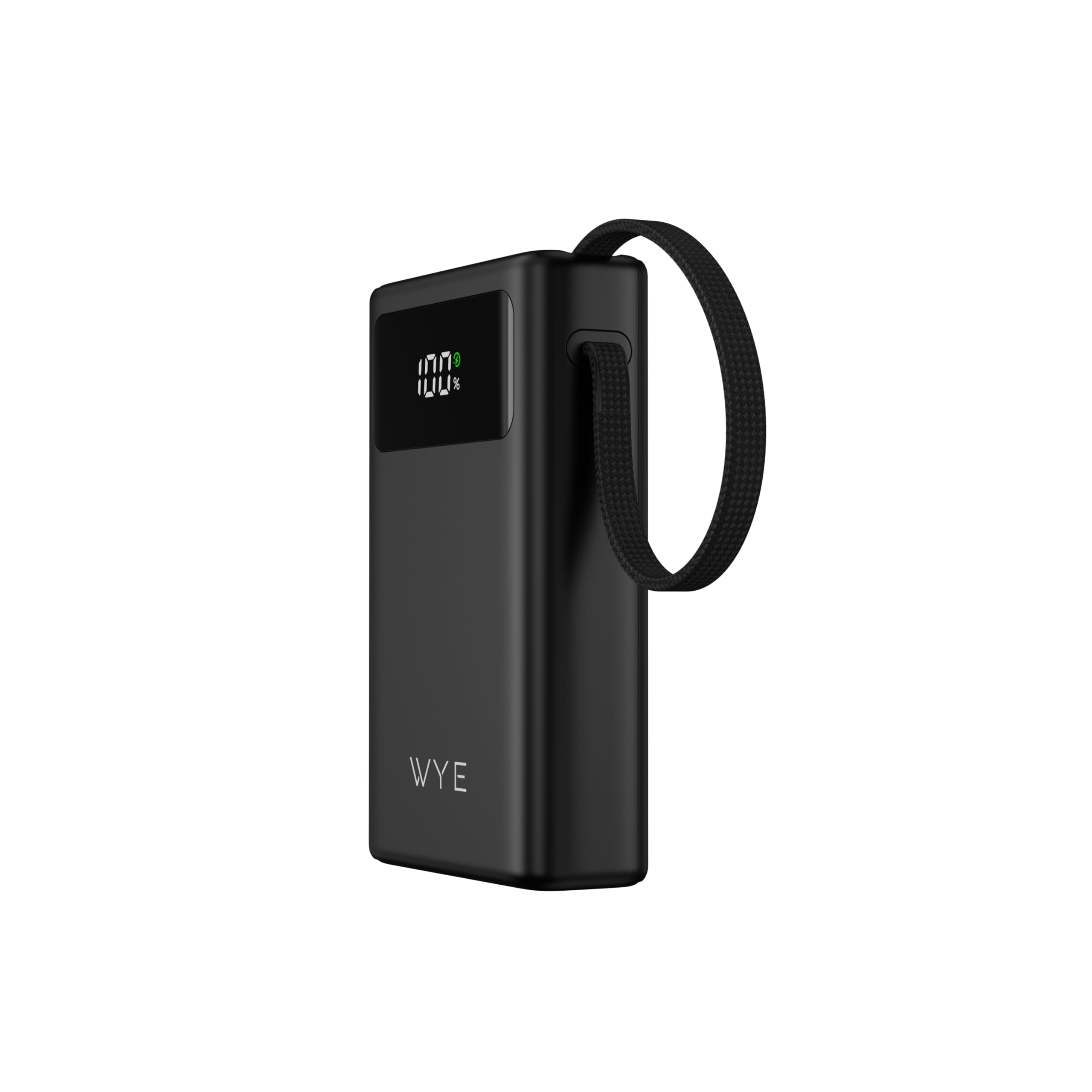 WYE Power Bank da 10000 mAh con cavi USB-C e 8 pin integrati, ricarica rapida PD da 30 W, display a LED, batteria portatile per iPhone, Samsung, Google Pixel, tablet e altro, nero