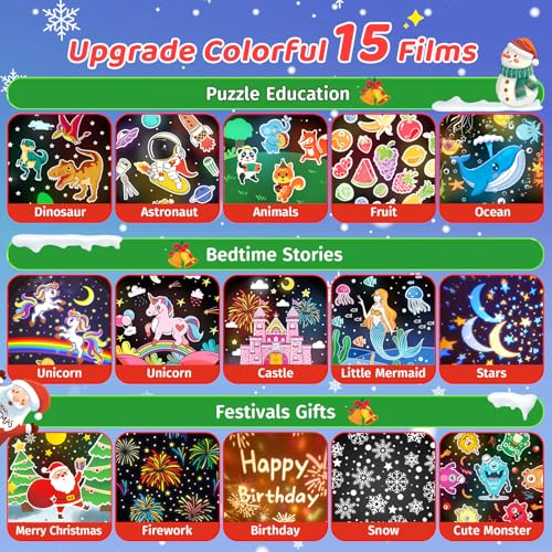 Foto von One Fire Sternenhimmel Projektor Kinder mit 15 Film, Nachtlicht Kinder Nachtlicht Baby, Bluetooth Sternenprojektor Galaxy Projektor, Weihnachtsgeschenke Für Mädchen Geschenke,Kinderzimmer Deko