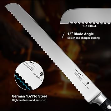 10-Inch Serrated Bread & Sourdough Knife with Wood Handle