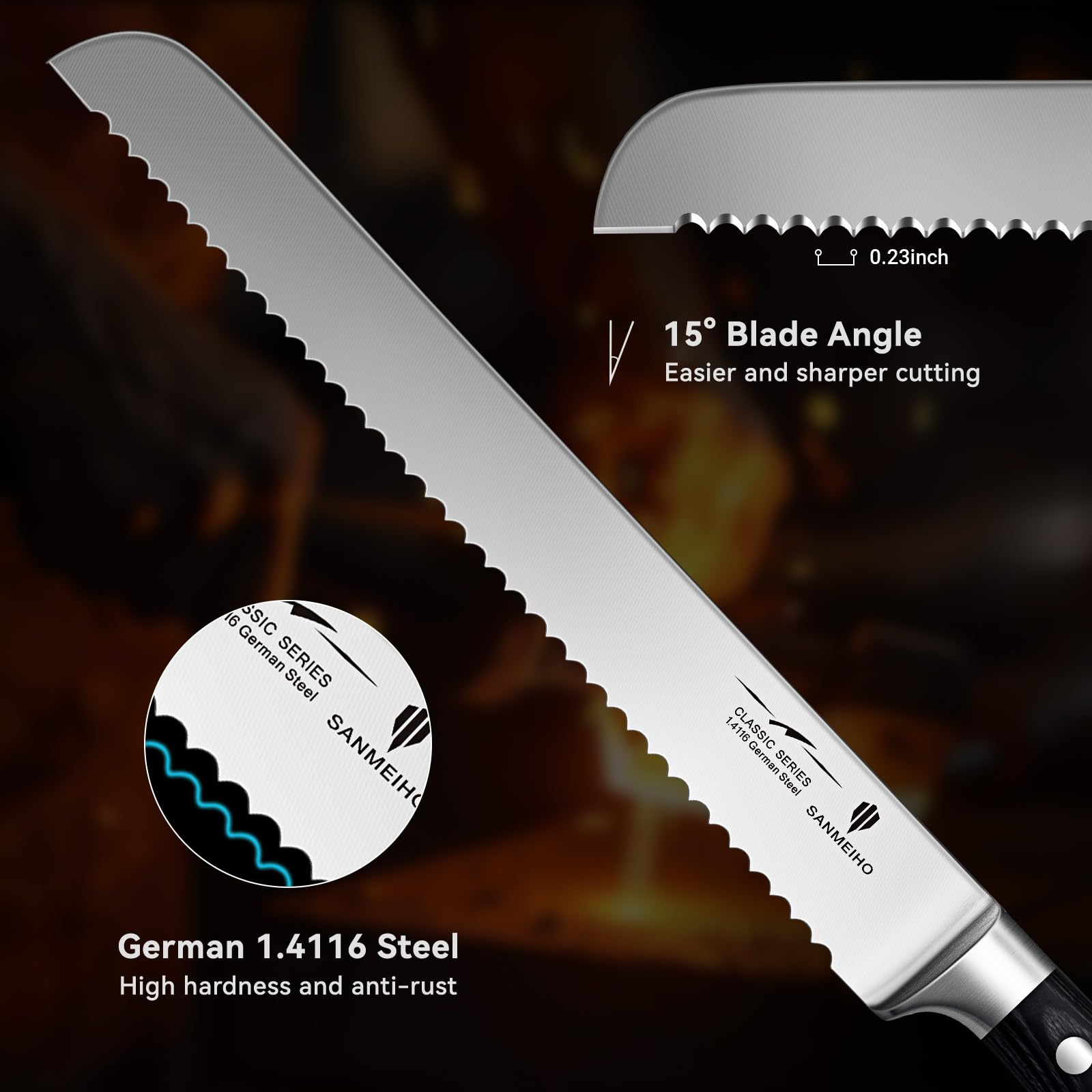 SANMEIHO Bread Knife - 10" Serrated -3