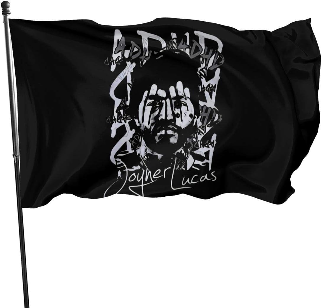 Yuanmeiju Signed by Joyner Lucas Devil ’s Work ADHD Flag Vivid Color and Uv Fade Resistant with Brass Grommets 3 X 5 Feet 3x5'' Flag