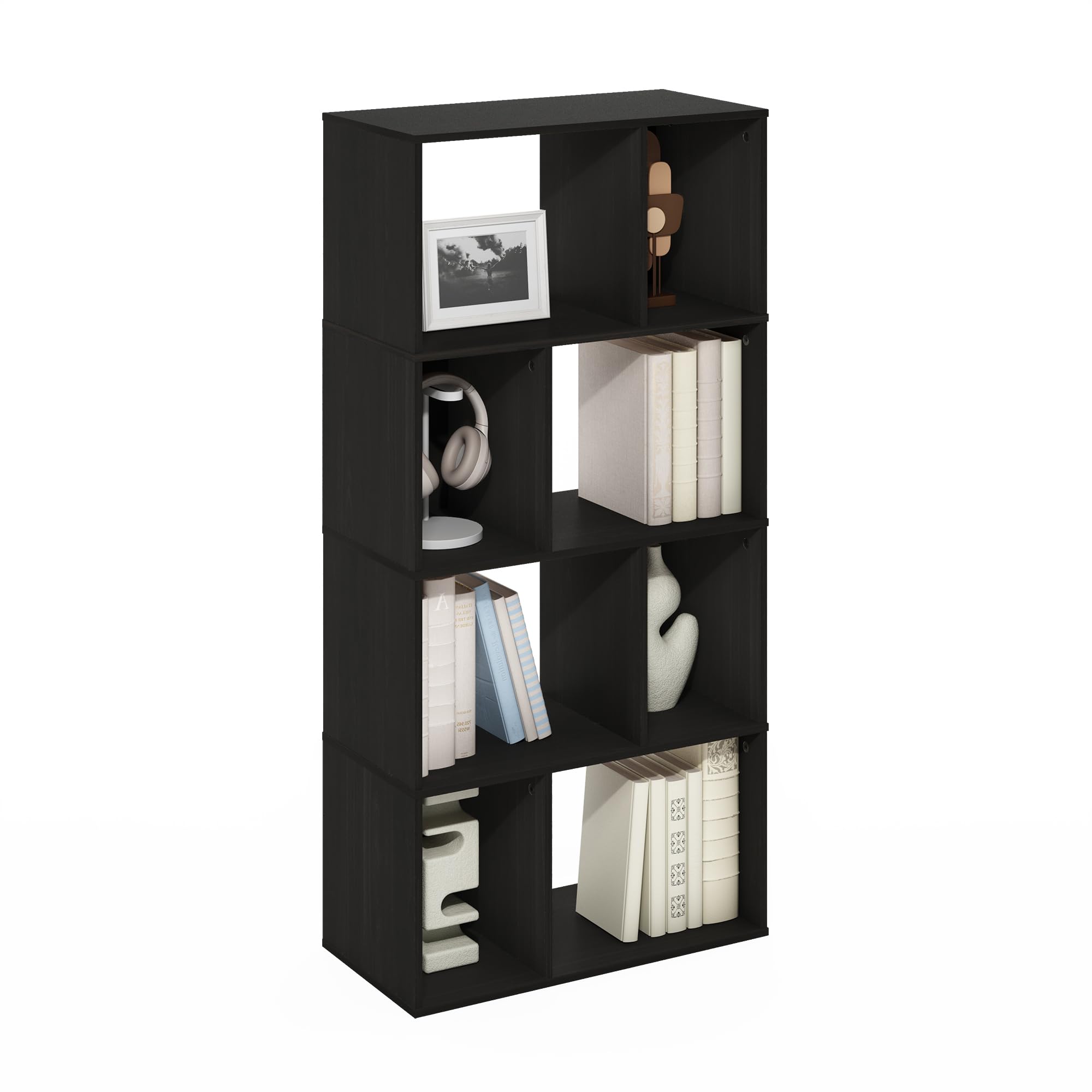 Furinno DALY 8-Cube Irregular Cubes Bookcase, Bookshelf, Storage Organizer, Espresso