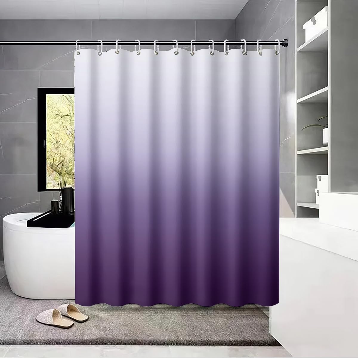 Uiyiui Multicolor-1 Modern Purple Gradient Shower Curtain 51X71in/130X180cm/Wxh Elegant Waterproof Bathroom Curtain For Bathtub & Doors, Quick-Drying Polyester Fabric Shower Curtain With Hooks