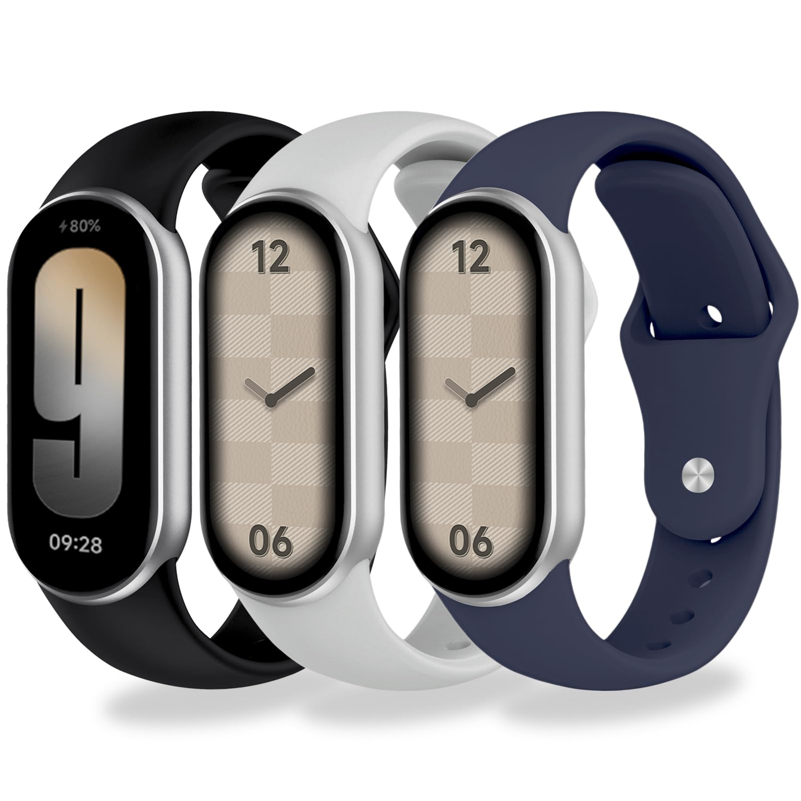 Monuary 3-10 Pezzi Cinturino Compatibili con Xiaomi Smart Band 10/9/8, Bracciale di Sportivi Colorati, con Raccordi Metallici, Morbidi e Traspiranti, Sgancio Rapido