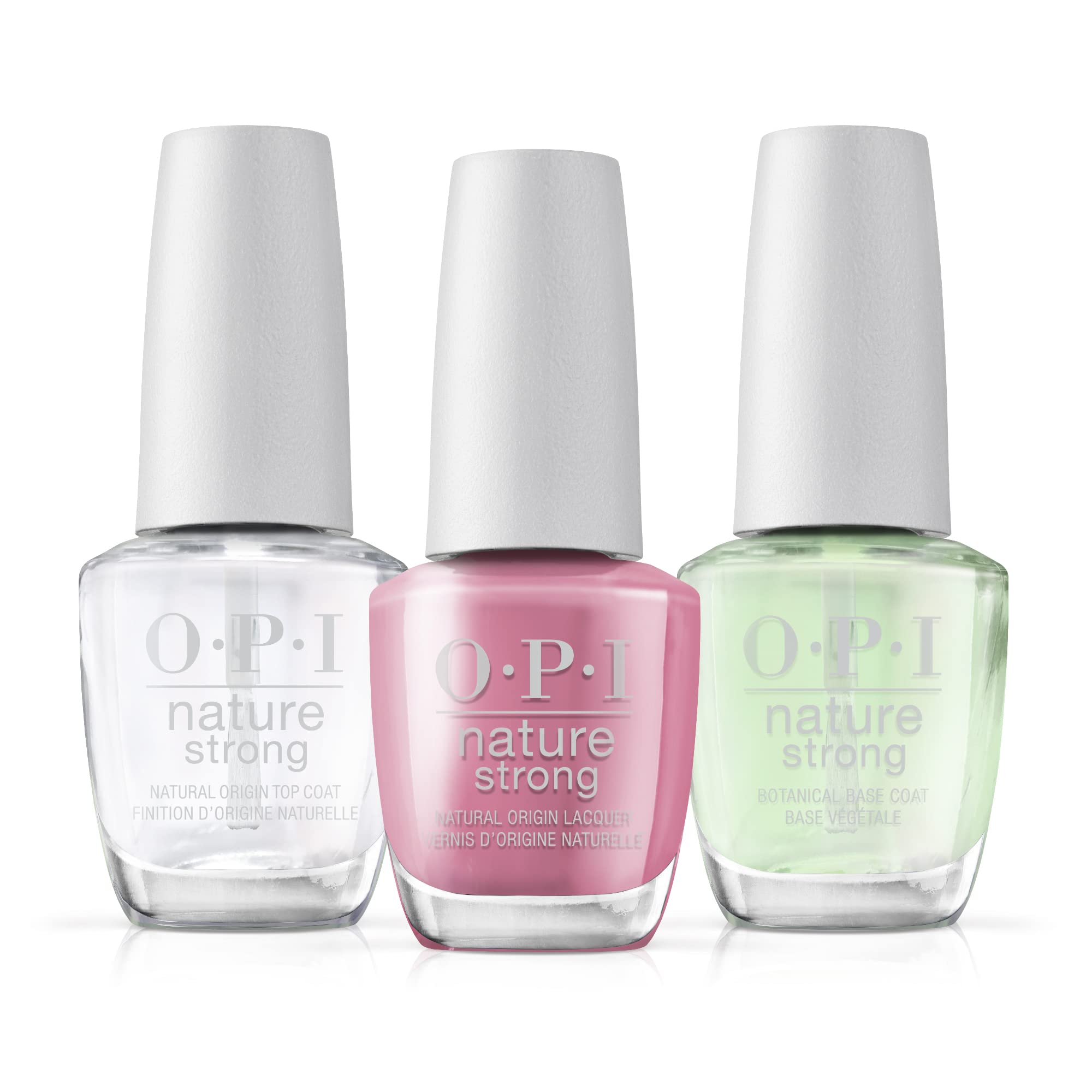 OPI Nature Strong | Laca Vegana | Esmalte de Uñas de Origen Natural| Pack Trio Base + Top Coat + Color Knowledge is Flower (15ml)