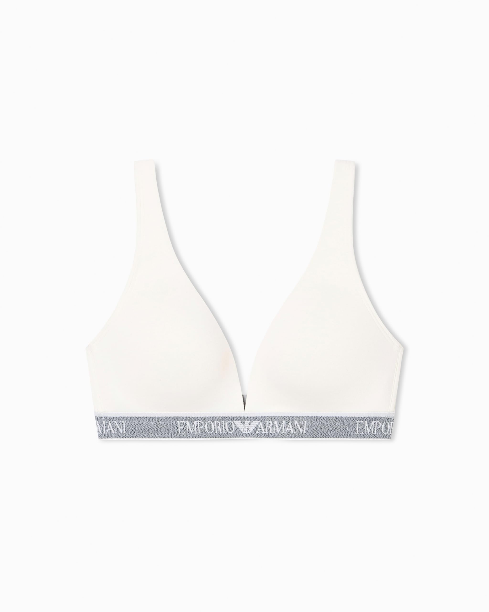 Emporio Armani Woman's Iconic Logoband Padded Triangle Bra White XL