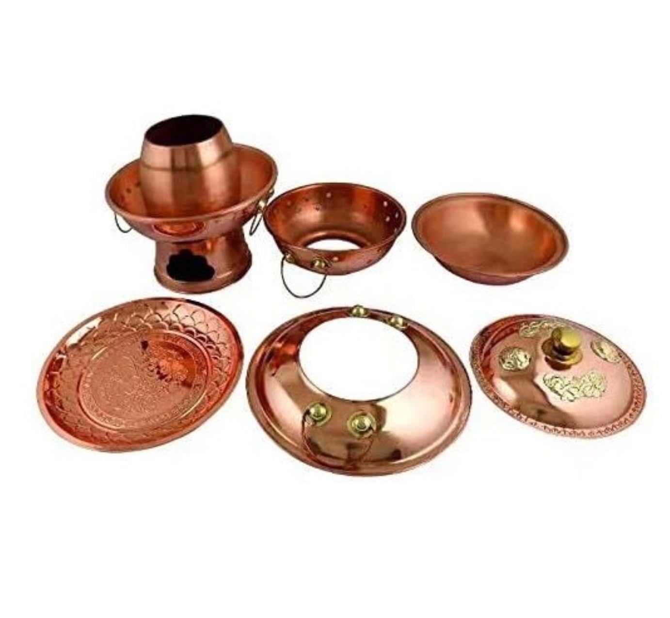 INUUXLG Chinese Hot Pot Chafing Dishes Cooking Pot with Lid Copper Hot Pot Copper Pot Household Old-Fashioned Copper Pot Cookware Hot Pot (Brass-32cm (Brass 36cm)