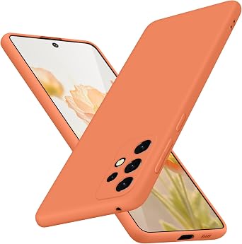 for Galaxy A53 5G Case Liquid Silicone,Full Body Protective Orange | Microfiber Lining,Soft Anti Scratch Case Slim Fit Durable 6.5in Orange JUS01-31