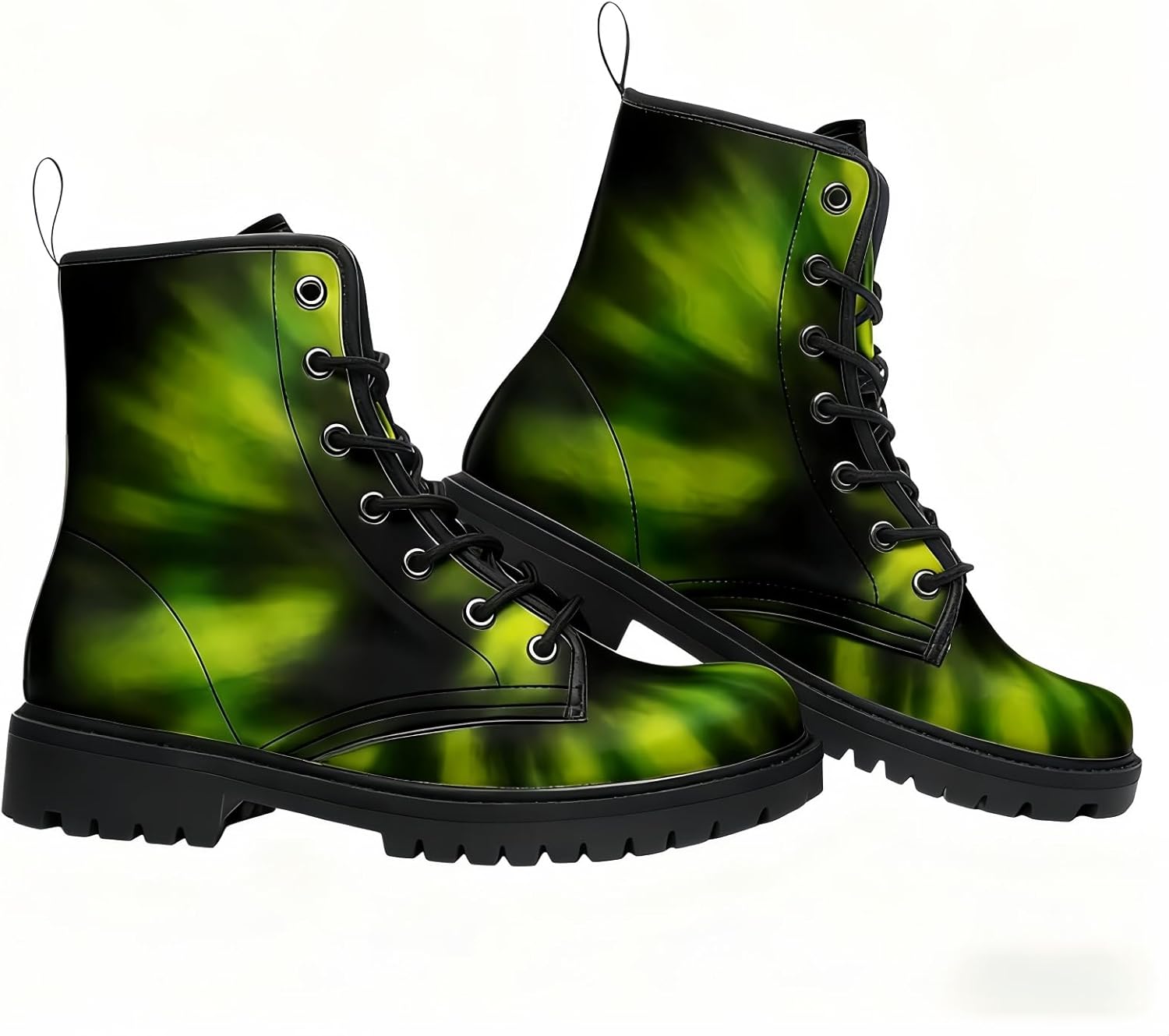 Women's Printed Short Boots Lace-up Chunky Heel Combat Ankle Booties for Girls Ladies Autumn and Winter Shoes Rose Skull Cartoon Pattern - Image 4