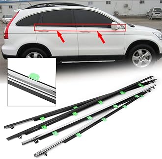 Newsmarts 4pcs Window Molding Trim for Honda CR-V/CRV 2007-2011,Chrome Outer Door Weatherstrip Window Seal Belt,Replace#72410-SWA-A01 72450-SWA-A01 72910-SWA-A01 72950-SWA-A01