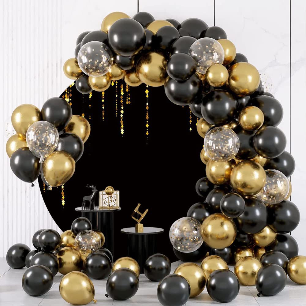Fondale rotondo nero e oro con paillettes nere dorate per fotografia, addio al nubilato, matrimoni, feste di compleanno, decorazione per sfondo cerchio, copertura per studio fotografico, 1,2 x