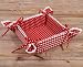 matches21 koszyk na pieczywo materiał prostokątny do wiązania styl dworkowy Premium Hanne Karo kropki i koronka kuchnia i stół 20x20 cm - czerwony - 1 szt.