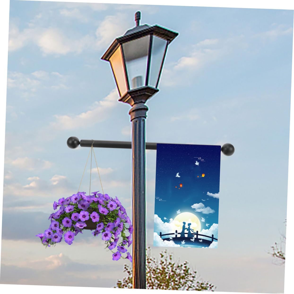 3pcs Garden Light Pole Cross Arm Ladder Rest Outdoor Lamp Post Street Light Arm for Accessory