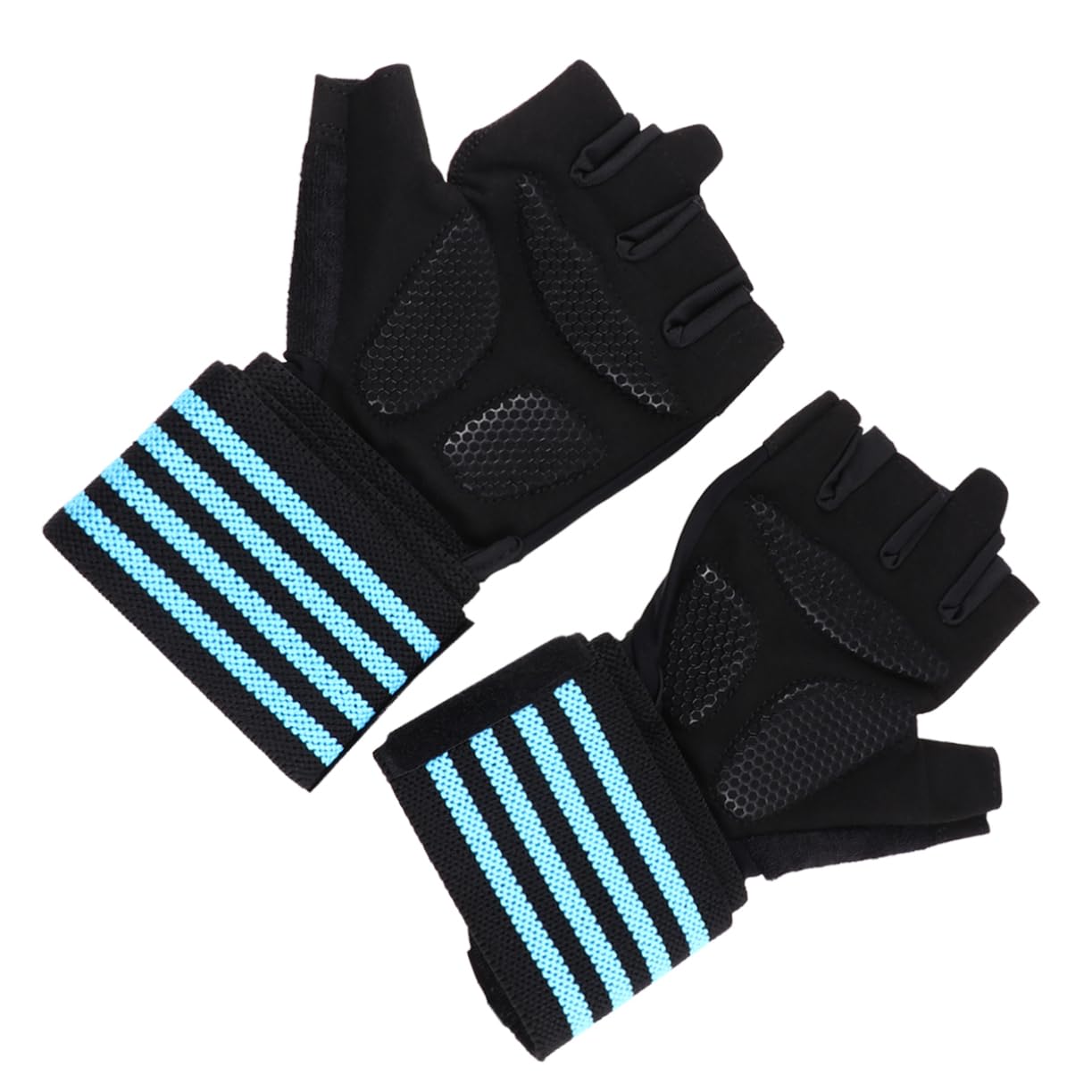 VANZACK 2pares Guantes De Entrenamiento Deportivos para Exterior Protección De Palma Media Dedo Antideslizantes Transpirables para Levantamiento De Pesas y Ejercicios De Fuerza Azul