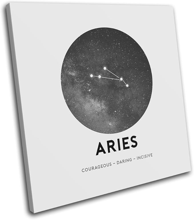 Bold Bloc Design - Constellation Aries Star Sign Starsign 90x90cm Single Canvas Art Print Box Framed Picture Wall Hanging - Hand Made in The UK - Framed and Ready to Hang