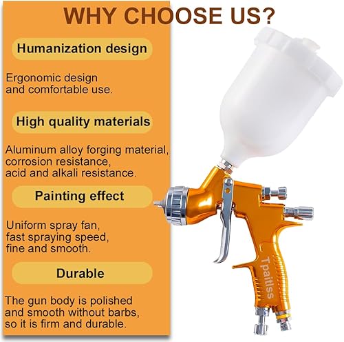 Miniatura 8 de Kit de pistola pulverizadora de pintura para carrocería automotriz hvlp, pistola pulverizadora de aire para pintura de autos, kit de pintura por