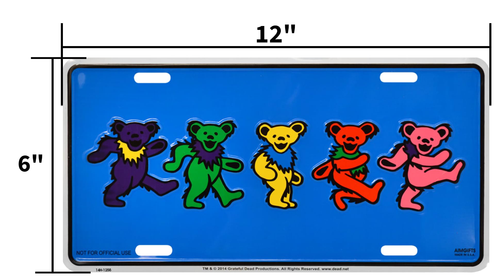 Grateful Dead Dancing Bears License Plate - 6" x 12"