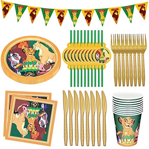 61PCS Juego Vajilla The Lion King, Decoración de cumpleaños del rey león, Vajilla de la Jungla...