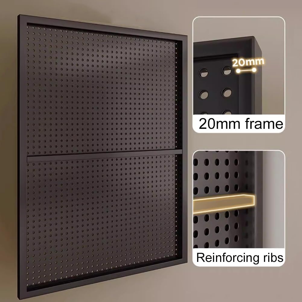 Kit de tablero de clavijas rectangular para almacenamiento en pared, organizador de paneles resistentes al óxido y a los arañazos con ganchos para sala de manualidades, oficina, taller, garaje