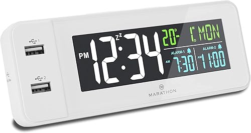 Miniatura 5 de MARATHON Reloj despertador USB dual de carga rápida