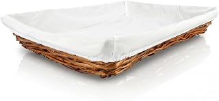 HERSIG - Cesta de Mimbre para Ropa Planchada con Forro Protector - Bandeja Rectangular 60x40 cm para Colada Limpia y Organización de Armario sin Asas - Miel