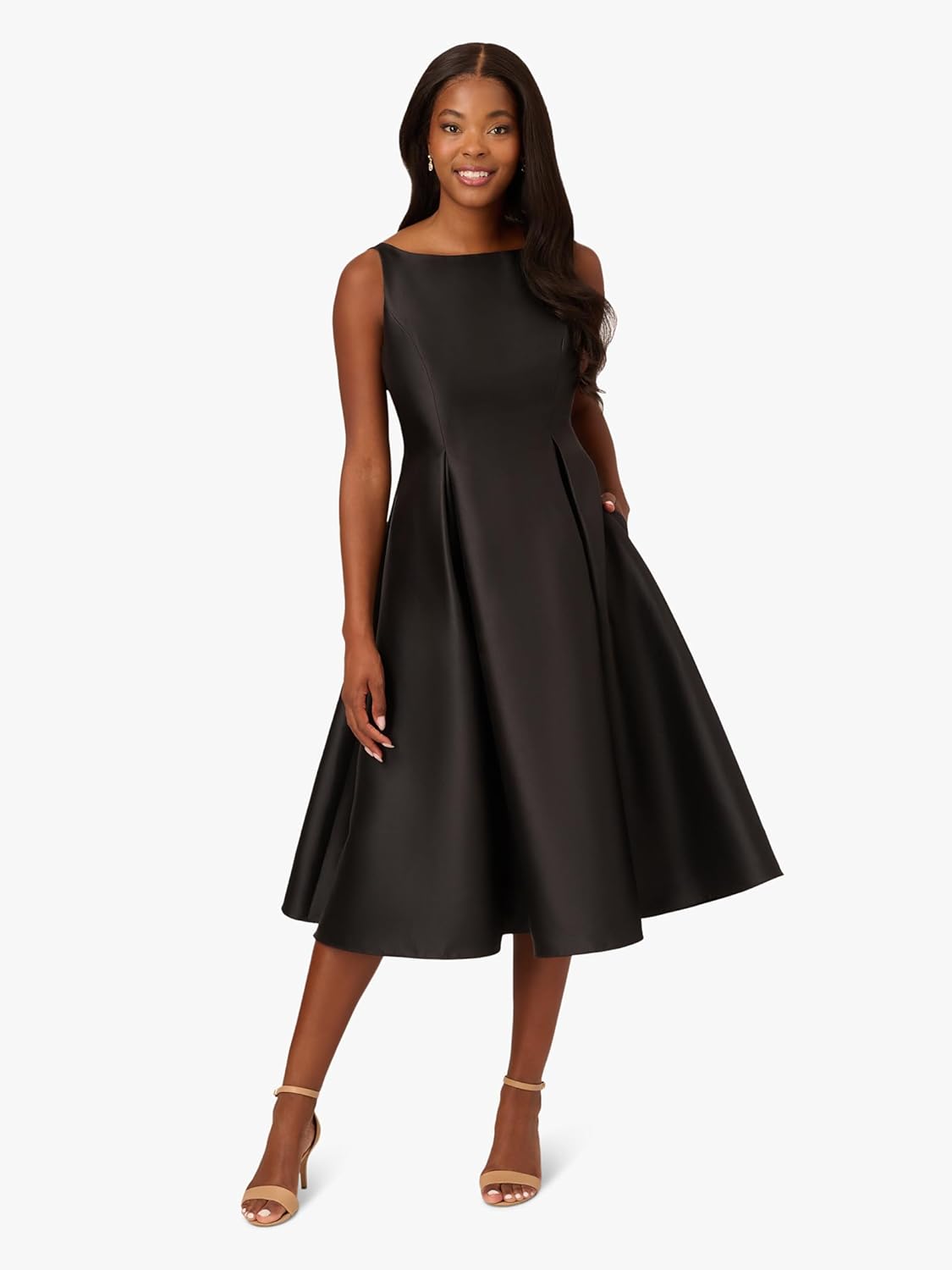 Adrianna Papell Women's Sleeveless Mid-Length Party Dress with V-Back, Black, 10 - Image 2