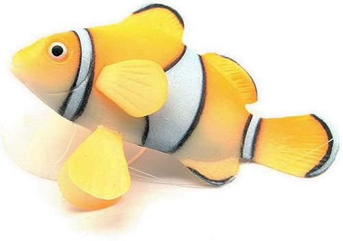 Miniatura 4 de Bestgle Juego de adornos artificiales de silicona para acuario de payaso brillante, para pecera, 4 colores (rojo, verde, naranja y negro)