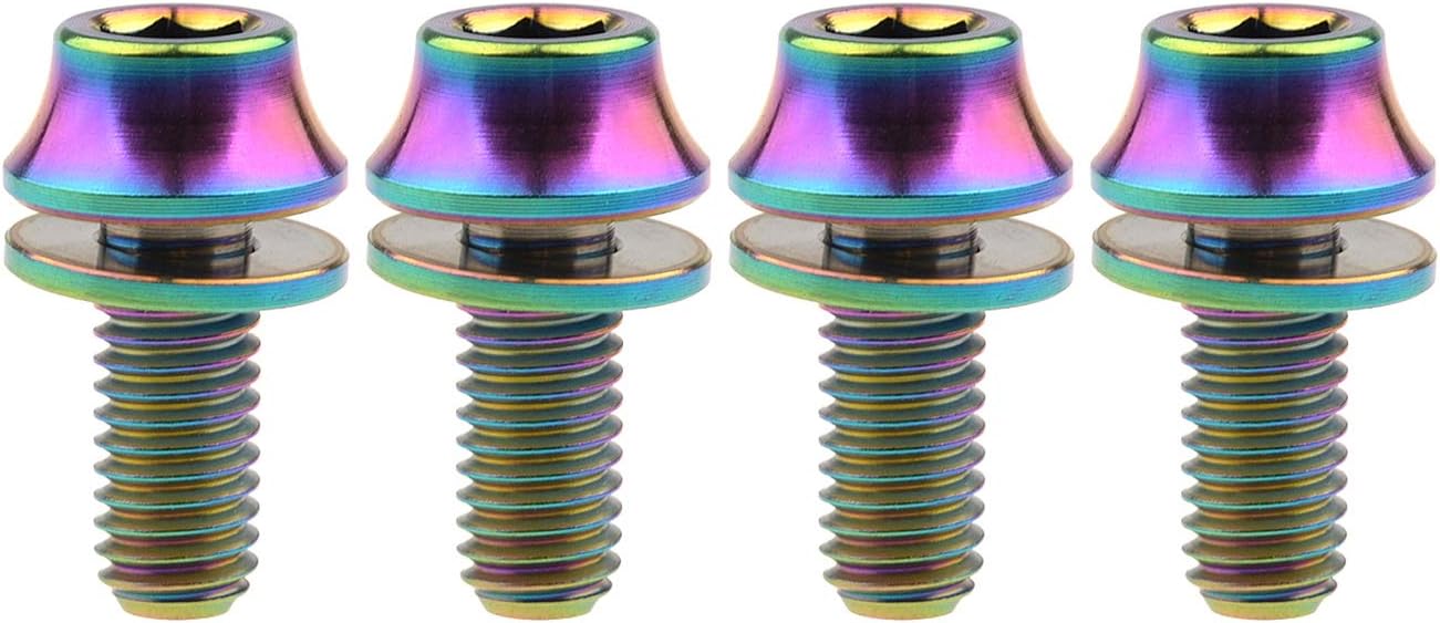 Titanium M5x12mm with Washers Bicycle Water Bottle Cage Hex Bolts Pack of 4