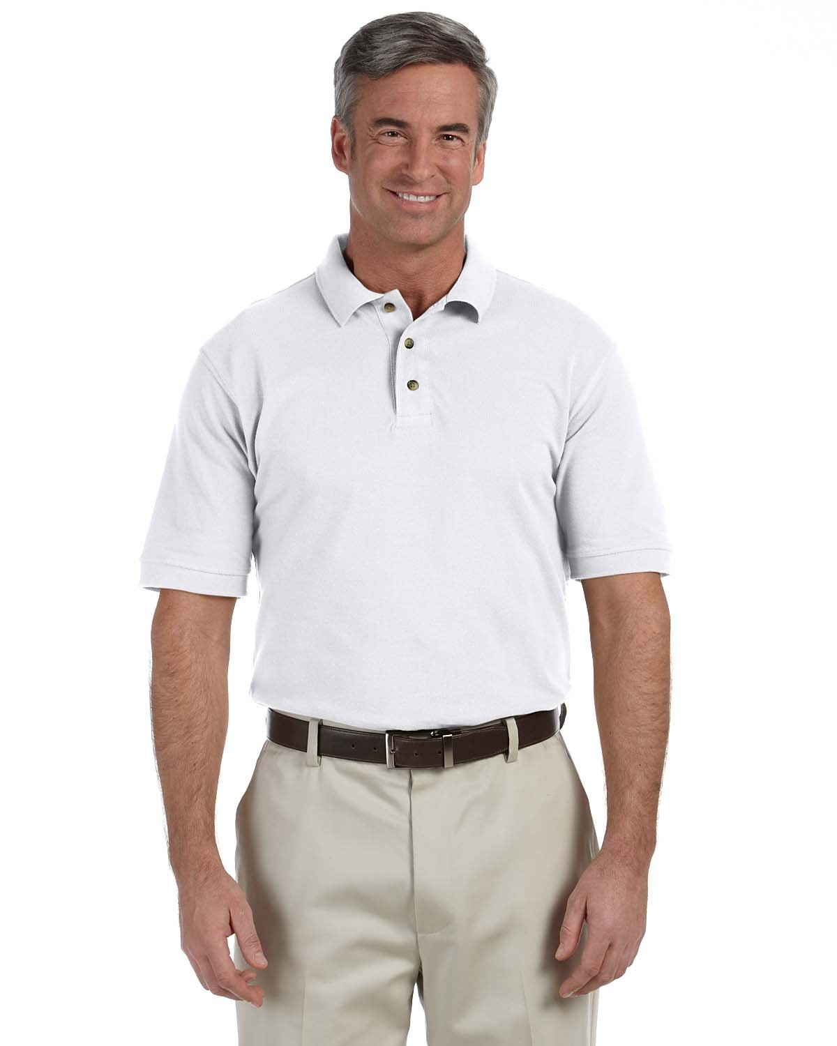 Polo en coton piqué blanc grande taille homme Harriton 4XL