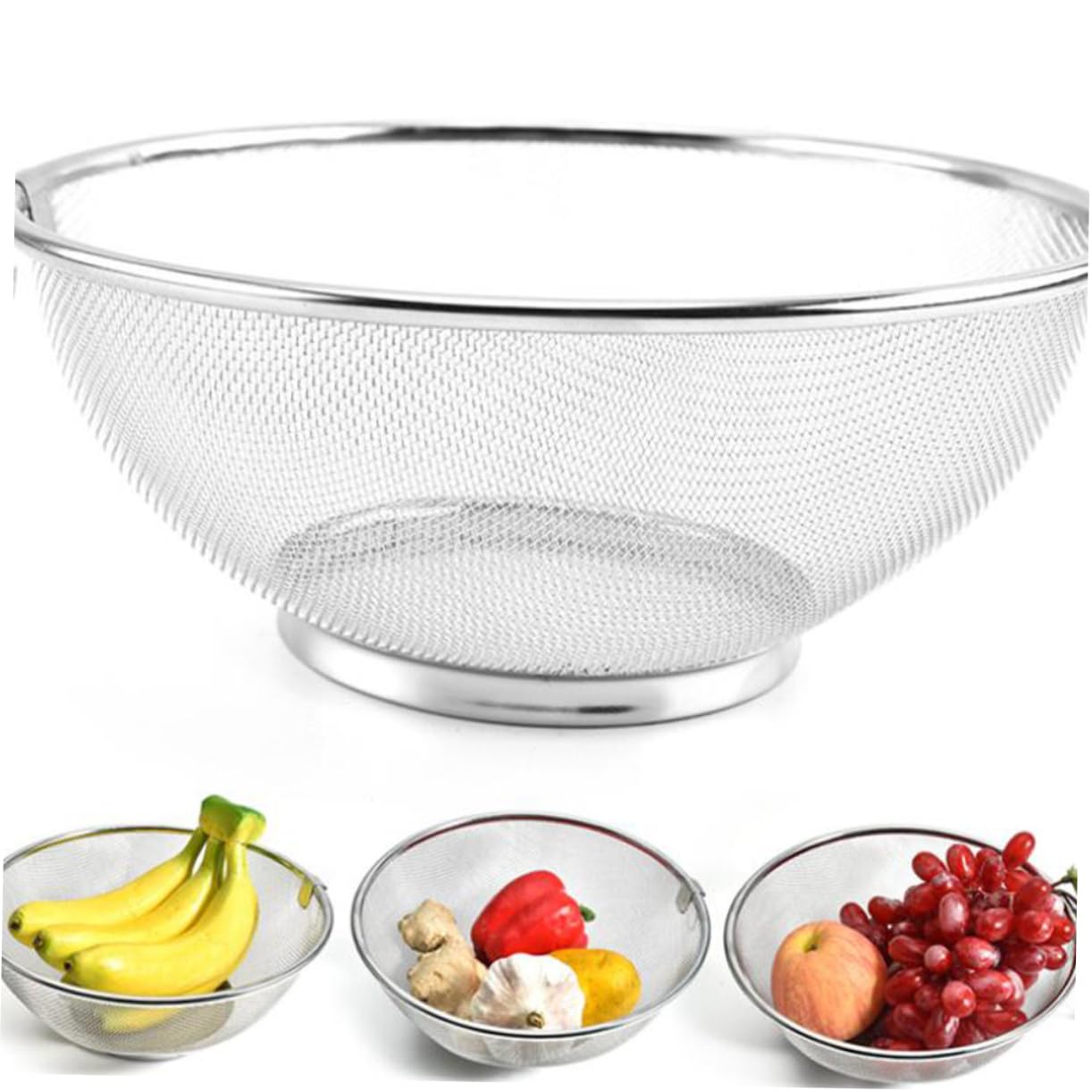 3 Pz ciotola del filtro da cucina colino Bene cestino drenante verdure cesto di frutta e verdura colapasta di frutta cibo cesto della biancheria Stoviglie schermo filtrante