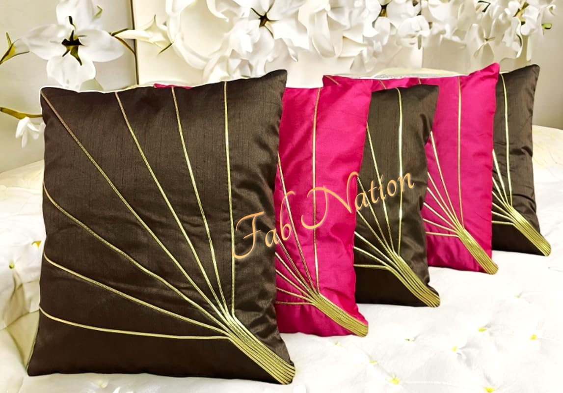 Multicolor Silk Cushion Covers - Set of 5 -5