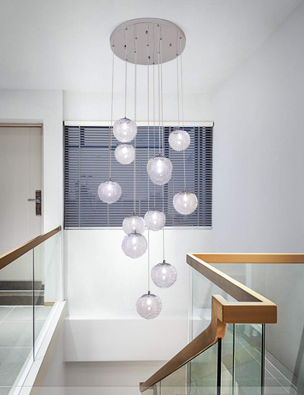 Lustre de luxe long 12 lumières suspension salon design moderne
