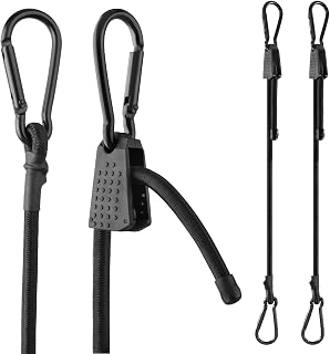 TRIWONDER ゴムバンド フック付き バンジーコード カラビナフック 調節式 バンジーストラップ スト荷締め ゴムロープ 固定ベルト レッチコード 荷台用 荷物固定 荷崩れ防止 自転車 バイク アウトドア キャンプ (ブラック-2本, 2m)