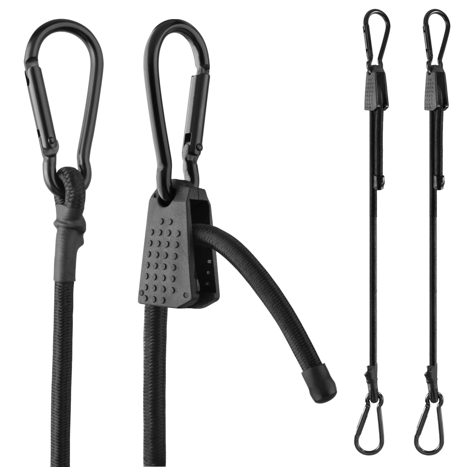 TRIWONDER 2 Pack Heavy Duty Bungee Cords with Carabiner Hooks, Adjustable Elastic Straps, UV Resistant Tiedown Ropes for Securing Luggage, Camping Gear, Bike Rack, Tarp, Roof Cargo (2m)