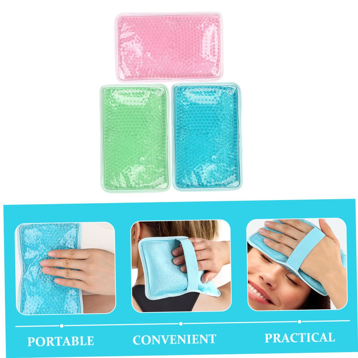 Cuscino Impacco Caldo Freddo in Gel 3 Pezzi Cinghia