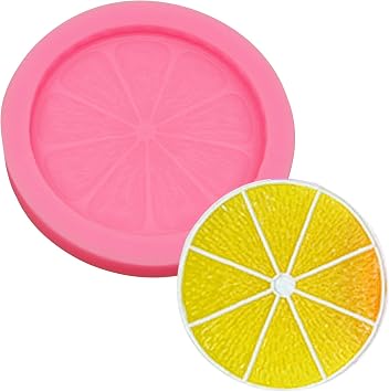 Lemon Silicone Molds 4 Pcs, Lemon Slices Orange Fruit Chocolate Fondant Mold for Cake Decoration Candy Cupcake Topper Cake Polymer Clay Crafts